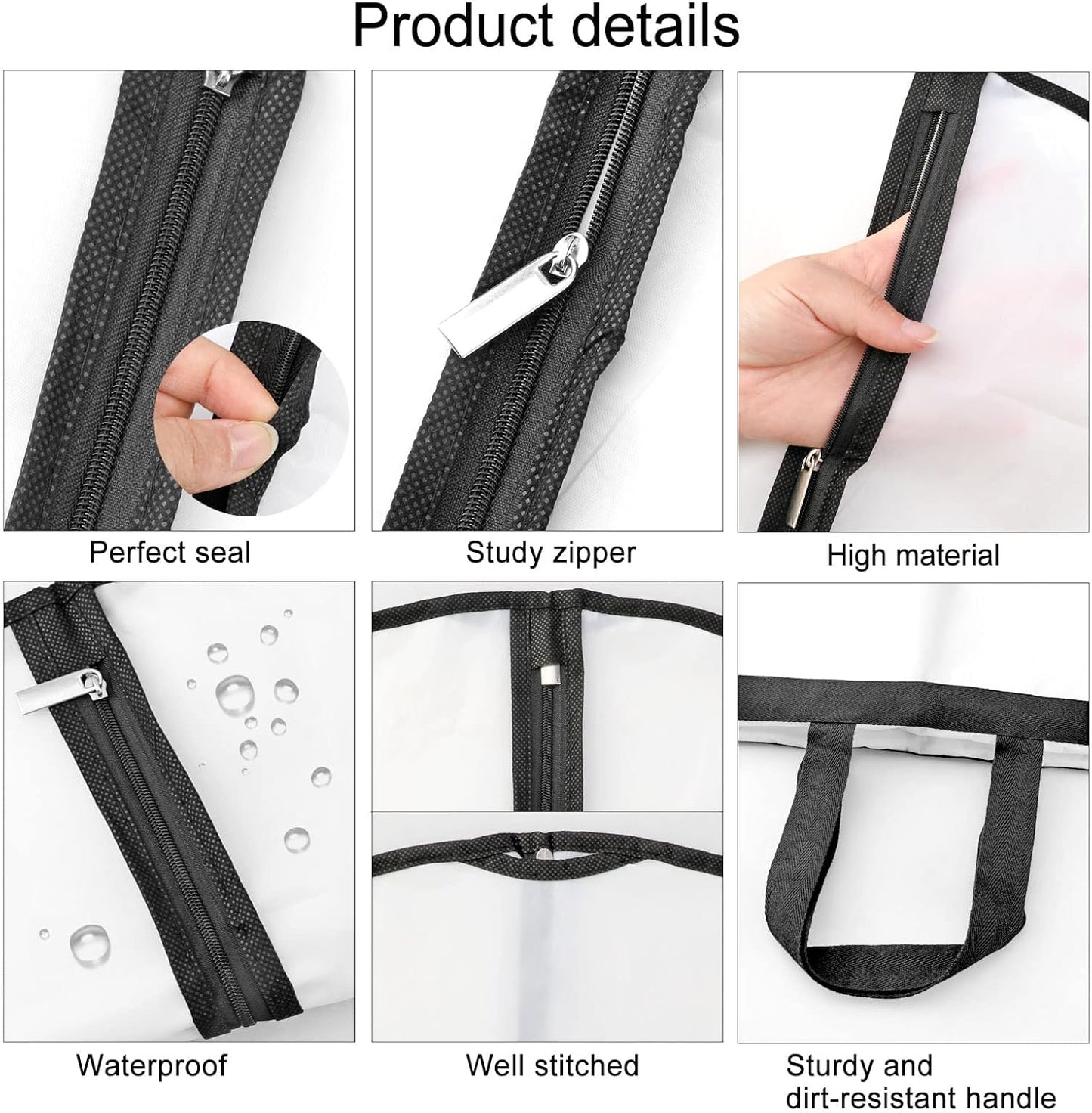 Garment Bag for Long Dresses with Stainless Steel Zipper and Dual Handles, 71 Inches