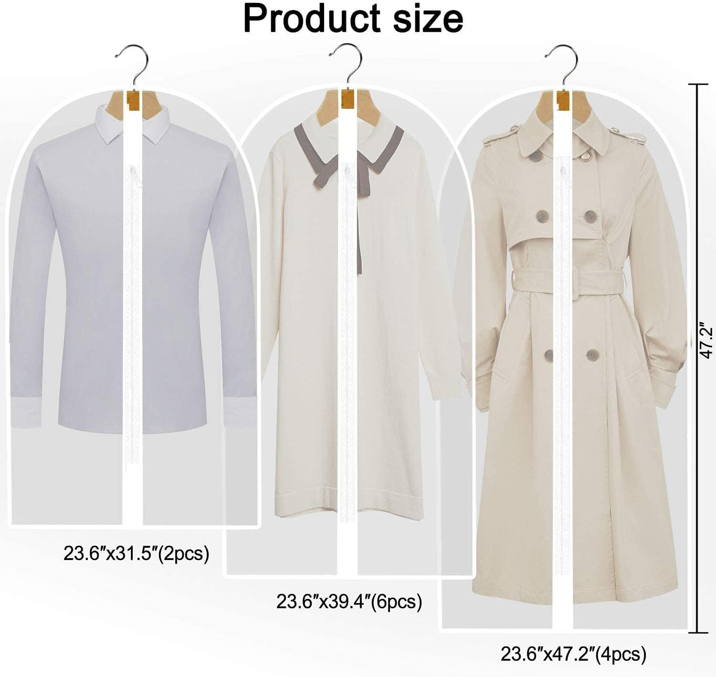 Garment Bag for Long Dresses with Stainless Steel Zipper and Dual Handles, 71 Inches
