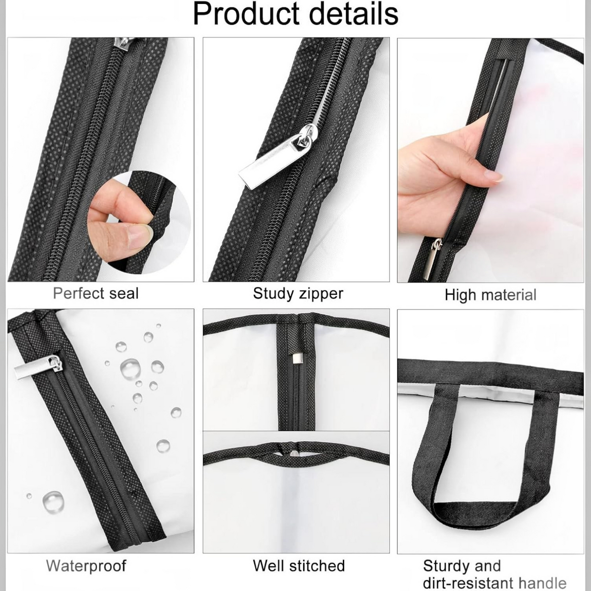 Garment Bag for Long Dresses with Stainless Steel Zipper and Dual Handles, 71 Inches
