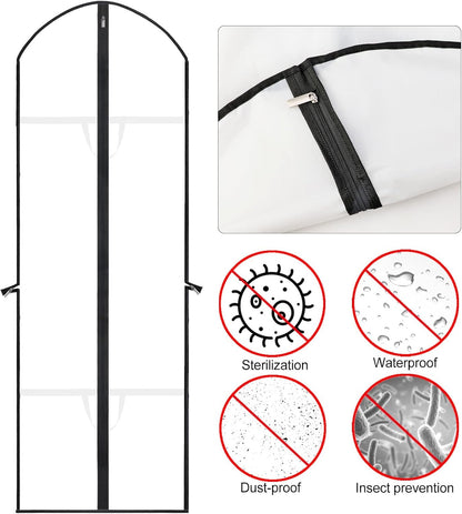 Garment Bag for Long Dresses with Stainless Steel Zipper and Dual Handles, 71 Inches