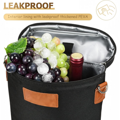 Insulated Wine Bottle Carrier with Padded Divider and Adjustable Shoulder Strap