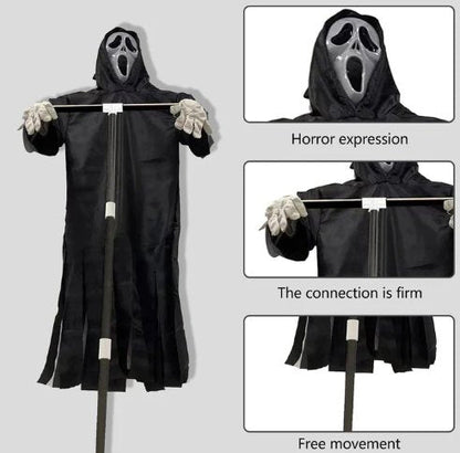 Ghost Face Scarecrow With Detachable Pole for Halloween Yards