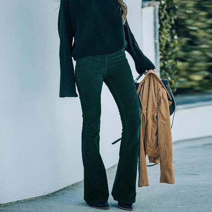 Stretch Pants with Relaxed Fit and Soft Texture for Cool Weather