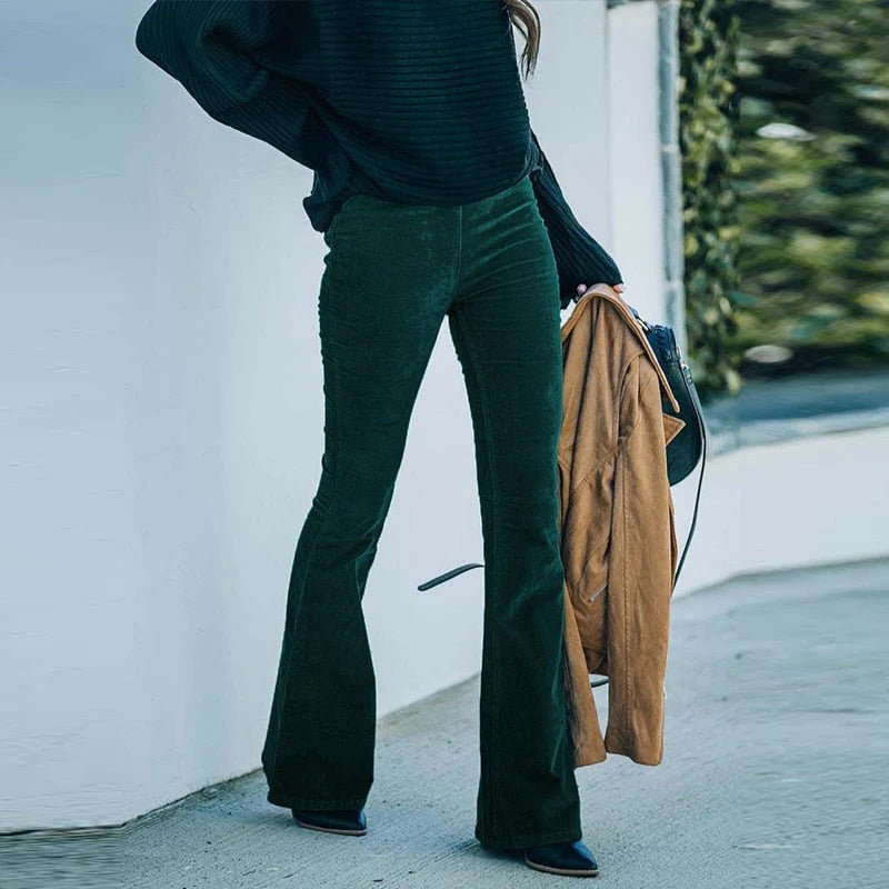 Stretch Pants with Relaxed Fit and Soft Texture for Cool Weather