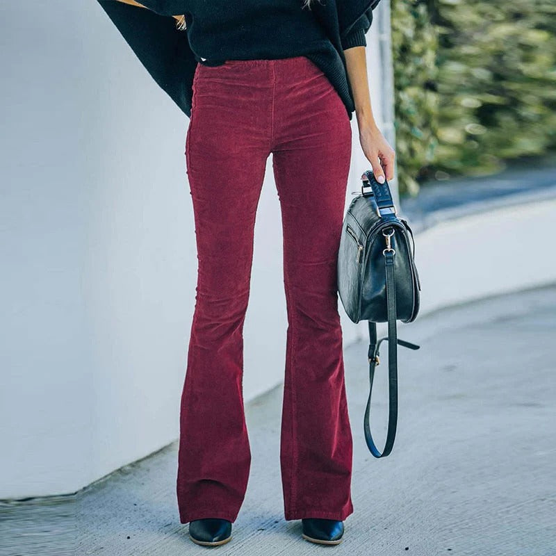 Stretch Pants with Relaxed Fit and Soft Texture for Cool Weather