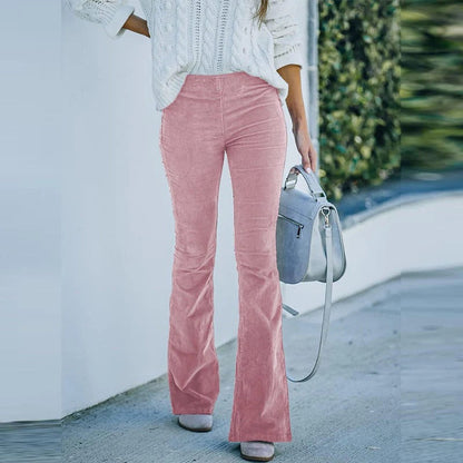 Stretch Pants with Relaxed Fit and Soft Texture for Cool Weather