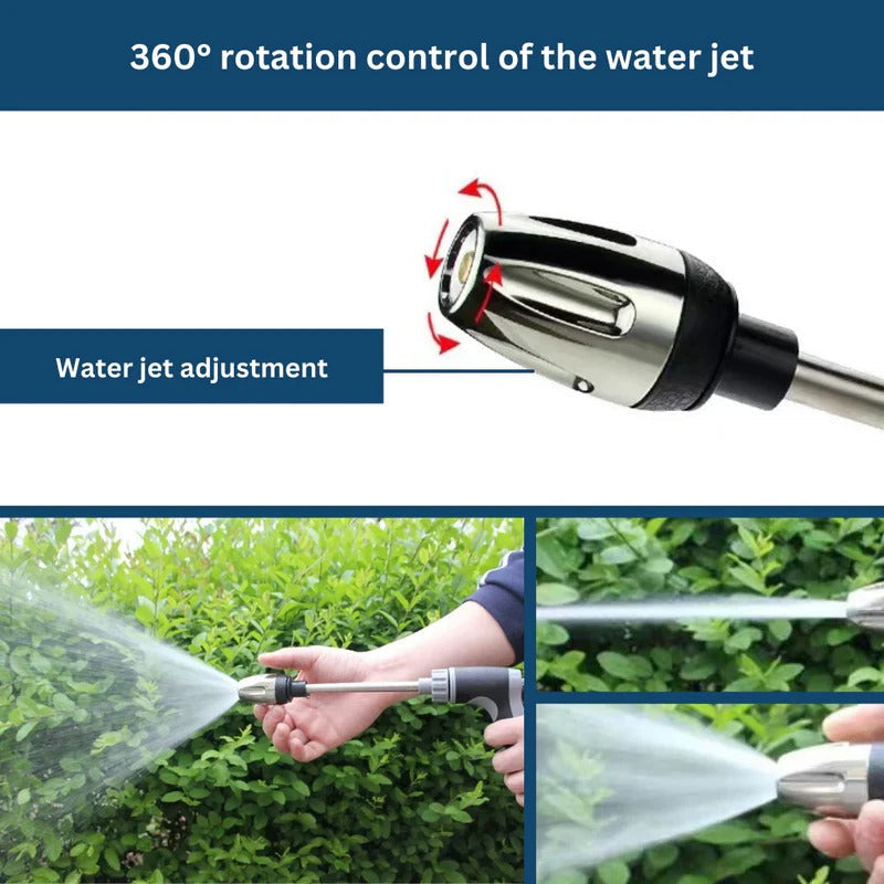 Garden Hose Spray Attachment with Dual Nozzles, 360 Degree Rotating Stream and Adjustable Pressure