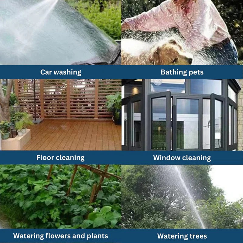 Garden Hose Spray Attachment with Dual Nozzles, 360 Degree Rotating Stream and Adjustable Pressure