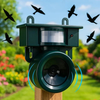 Motion Sensor Bird Deterrent with Sound Alerts and Adjustable Sensitivity for Gardens and Patios