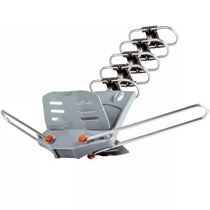 Long Range Digital HD TV Antenna with 360 Degree Motor Remote and Mounting Pole for Roofs and Attics