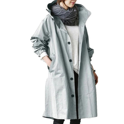 Mid Length Rain Jacket with an Adjustable Hood and Large Side Pockets in Six Colors