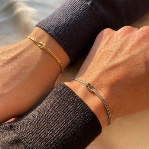 Love Knot Bracelet with an Adjustable Closure and a Lightweight Minimalist Design in Silver, Gold or Rose Gold