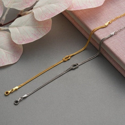 Love Knot Bracelet with an Adjustable Closure and a Lightweight Minimalist Design in Silver, Gold or Rose Gold