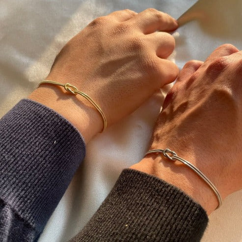 Love Knot Bracelet with an Adjustable Closure and a Lightweight Minimalist Design in Silver, Gold or Rose Gold