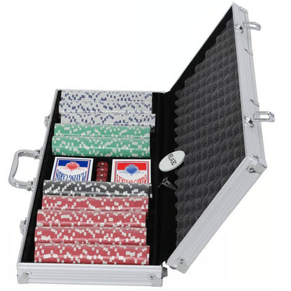 500 Piece Poker Chip Set with Aluminum Case Cards and Dice for Game Night