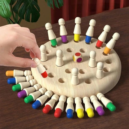 Wooden Peg Memory Match Dice Game for Kids and Adults