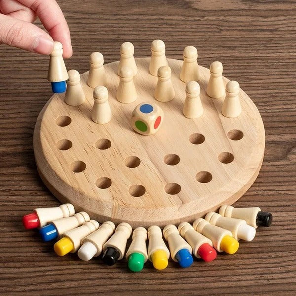 Wooden Peg Memory Match Dice Game for Kids and Adults