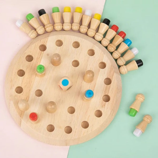 Wooden Peg Memory Match Dice Game for Kids and Adults