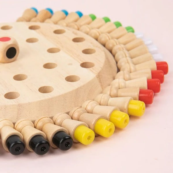 Wooden Peg Memory Match Dice Game for Kids and Adults