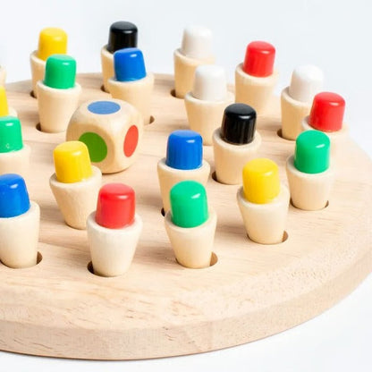 Wooden Peg Memory Match Dice Game for Kids and Adults