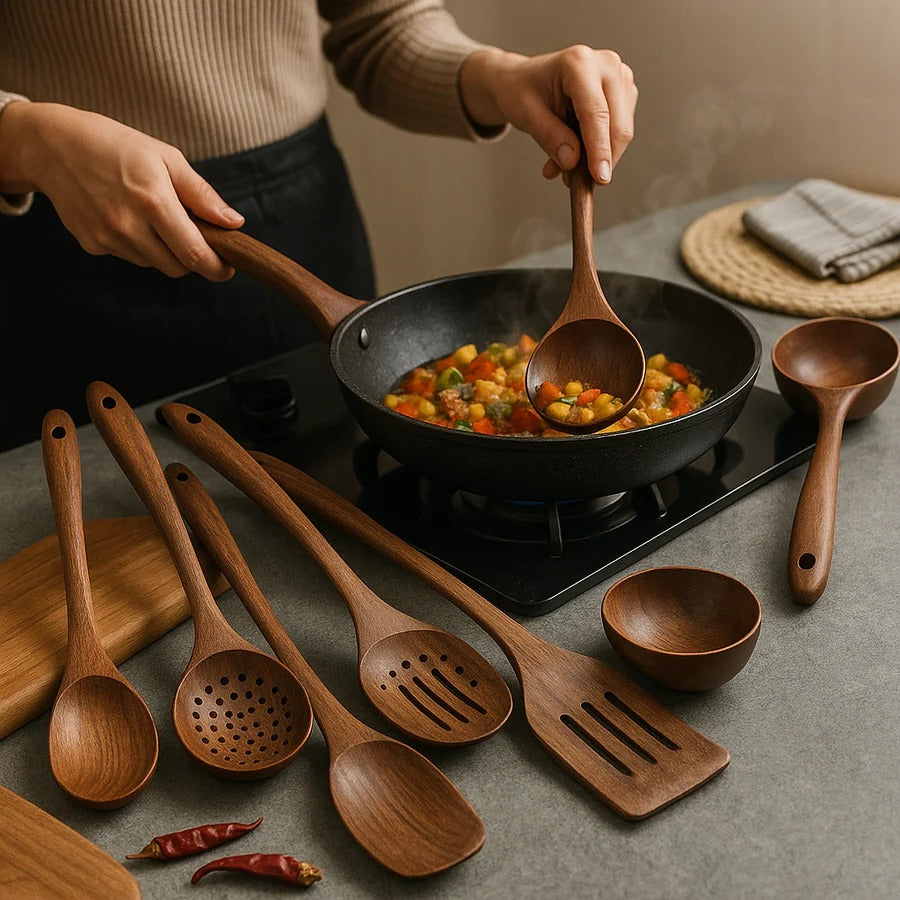 Kitchen Set Made of Natural Teak Wood