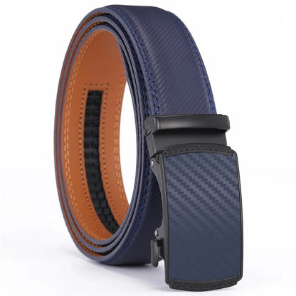 Men’s Genuine Leather Belt with Slide Automatic Buckle