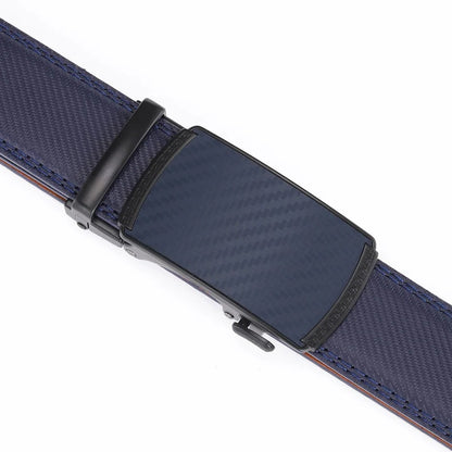 Men’s Genuine Leather Belt with Slide Automatic Buckle