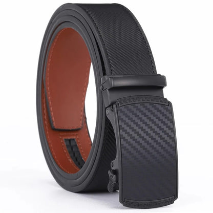 Men’s Genuine Leather Belt with Slide Automatic Buckle
