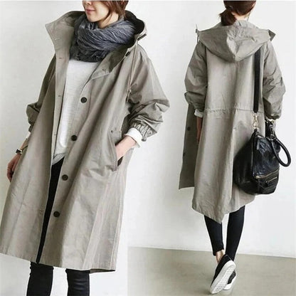 Water-Resistant Hooded Overcoat for Outdoor Use