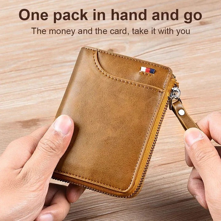 RFID Blocking Zipper Wallet for Men with Multi Card Holder Design
