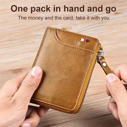 RFID Blocking Zipper Wallet for Men with Multi Card Holder Design