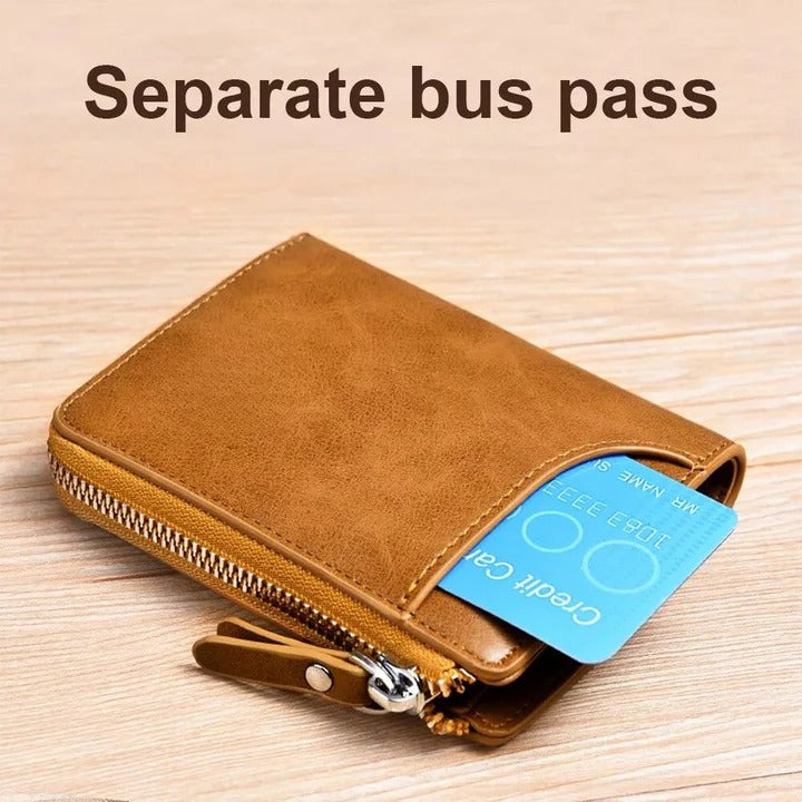 RFID Blocking Zipper Wallet for Men with Multi Card Holder Design