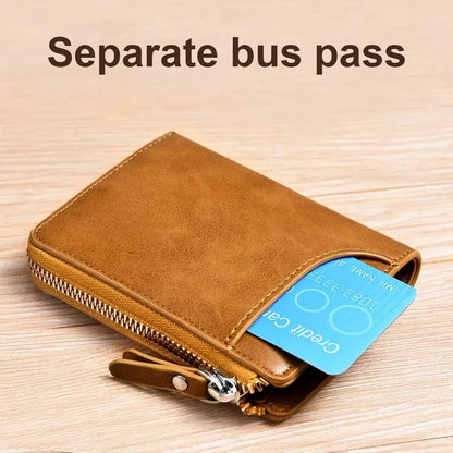 RFID Blocking Zipper Wallet for Men with Multi Card Holder Design