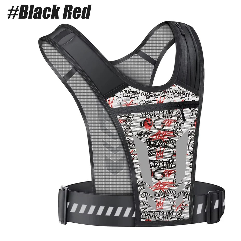 Adjustable Reflective Running Vest with Secure Phone Pocket