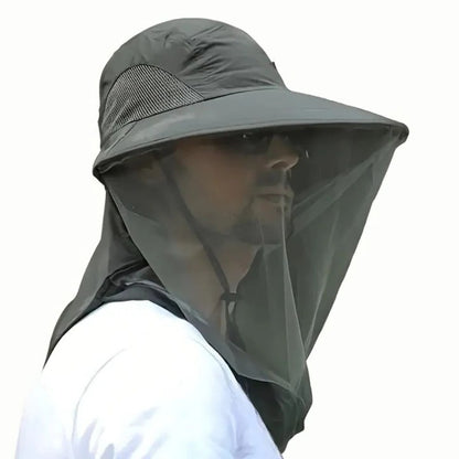 Outdoor Wide Brim Hat with Mesh Net for Sun and Insect Protection
