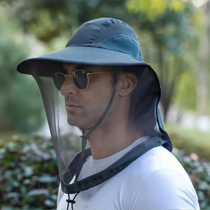 Outdoor Wide Brim Hat with Mesh Net for Sun and Insect Protection