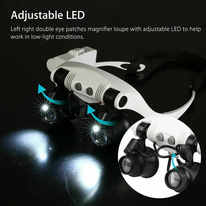 LED Headband Magnifier – Hands-Free Tool for Crafts & Jewelry