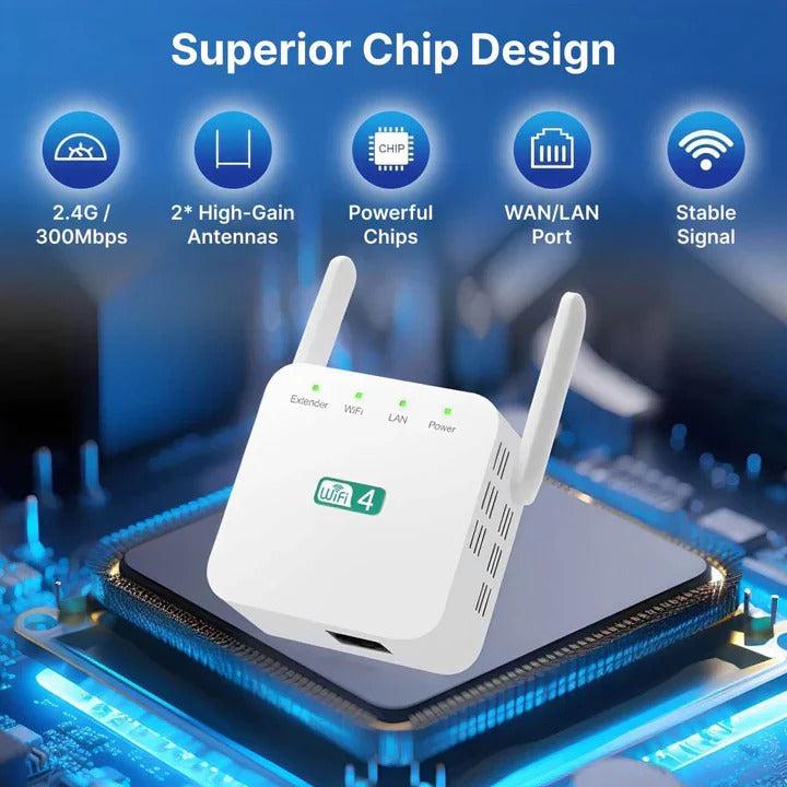 High Performance WiFi Signal Booster with Long Range Extension