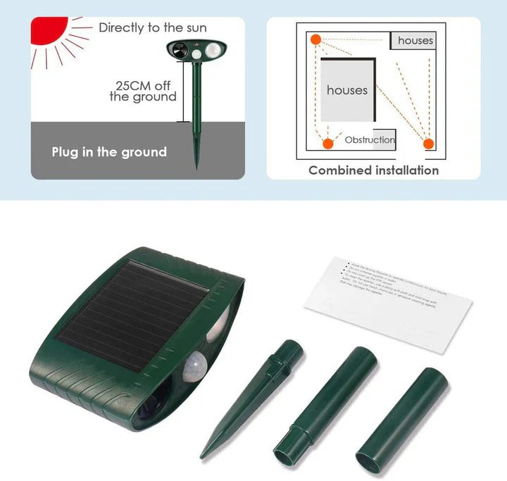 Solar-Powered Rabbit Repeller – Ultrasonic Humane Pest Deterrent