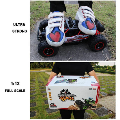 Rechargeable 4WD Remote Control Monster Truck with Big Tires and Two Battery Packs for Kids