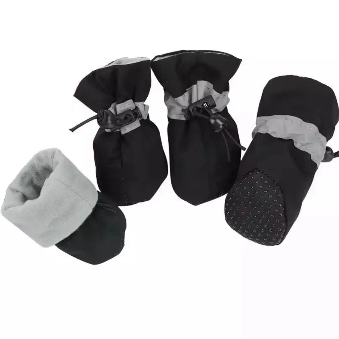 Winter Dog Boots Set of 4 with Insulated Lining, Grip Tread Soles and Adjustable Ankle Straps