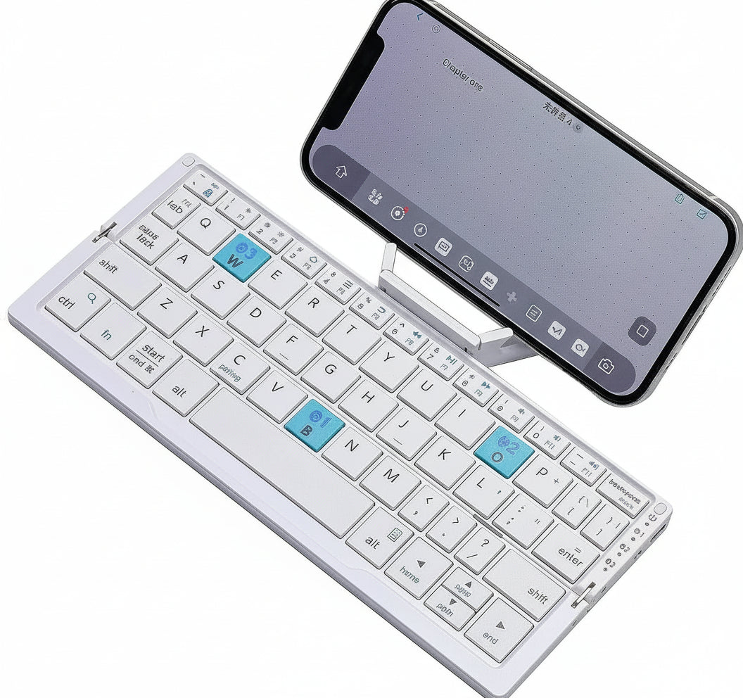 Slim Foldable Wireless Keyboard and Magnetic Stand for Tablets
