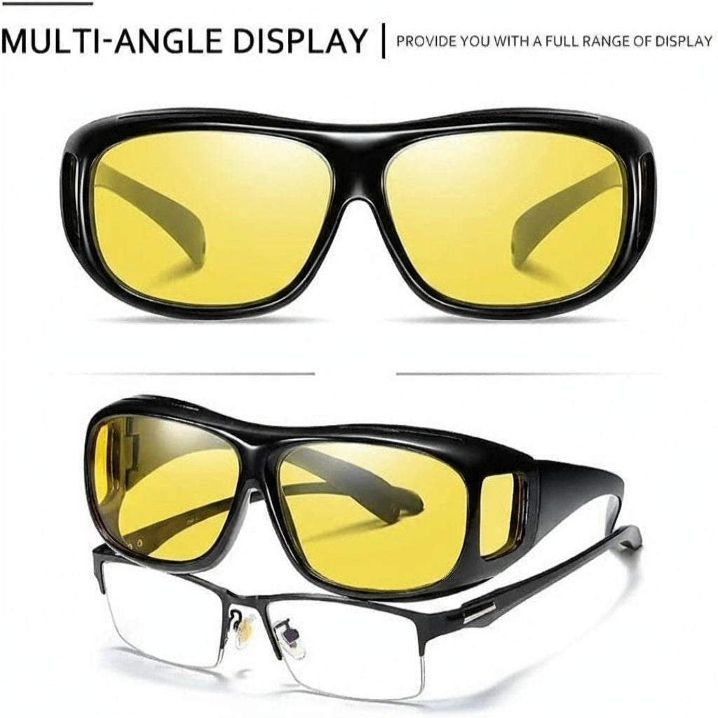 Yellow Lens Night Driving Overglasses with UV400 Coating That Fit Over Many Prescription Frames