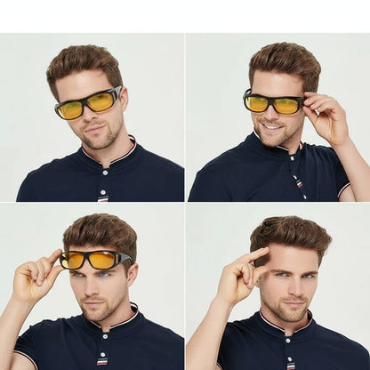 Yellow Lens Night Driving Overglasses with UV400 Coating That Fit Over Many Prescription Frames