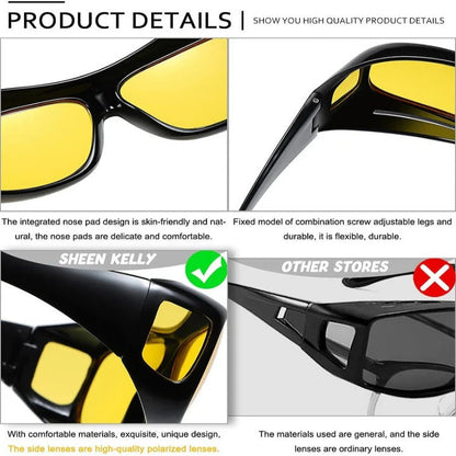 Yellow Lens Night Driving Overglasses with UV400 Coating That Fit Over Many Prescription Frames