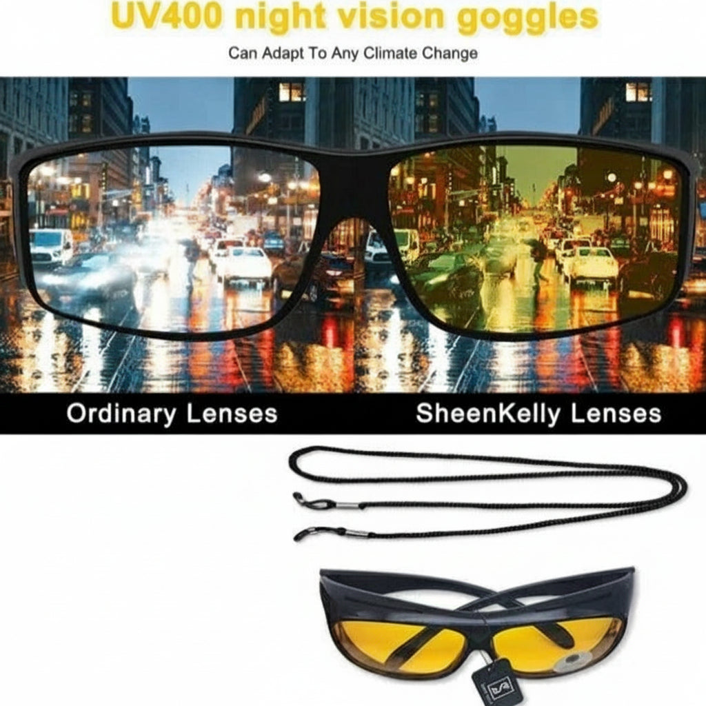 Yellow Lens Night Driving Overglasses with UV400 Coating That Fit Over Many Prescription Frames