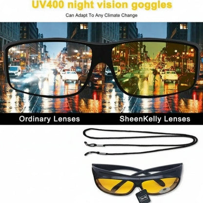 Yellow Lens Night Driving Overglasses with UV400 Coating That Fit Over Many Prescription Frames