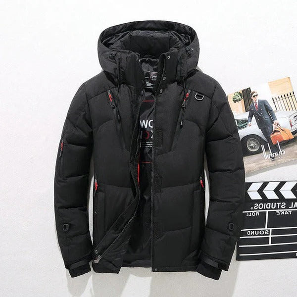 Insulated Winter Puffer Coat with Removable Hood and Full Zip Front