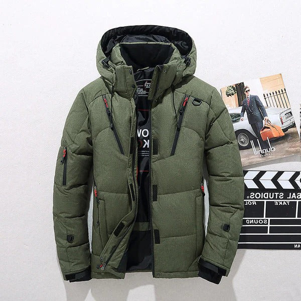 Insulated Winter Puffer Coat with Removable Hood and Full Zip Front