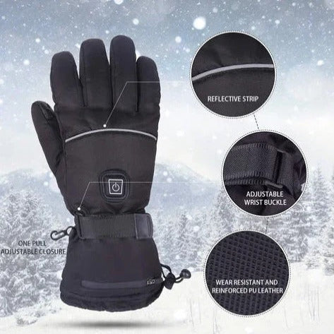 Rechargeable Heated Gloves with 3 Heat Levels and Water Resistant Shell